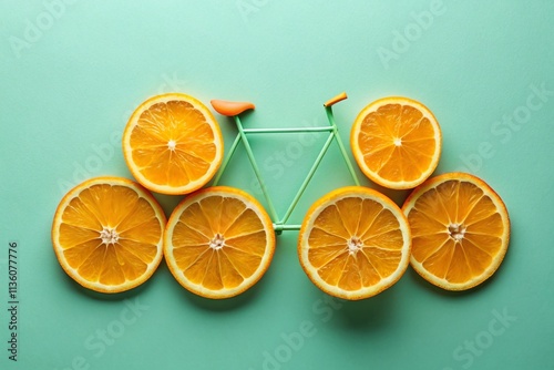 Vibrant Bicycle of Orange Slices - Summer Healthy Food Delivery