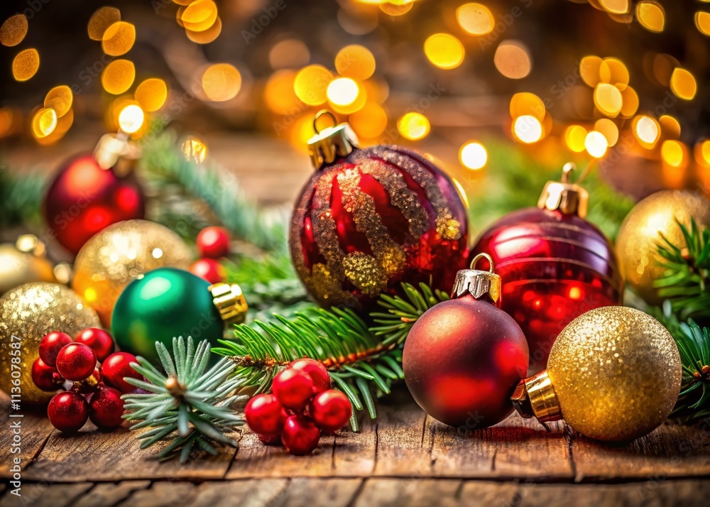 Christmas Ornament Photography: Festive Decorations, Close-up Shots, Holiday Baubles, Sparkling Ornaments, Christmas Tree Decor