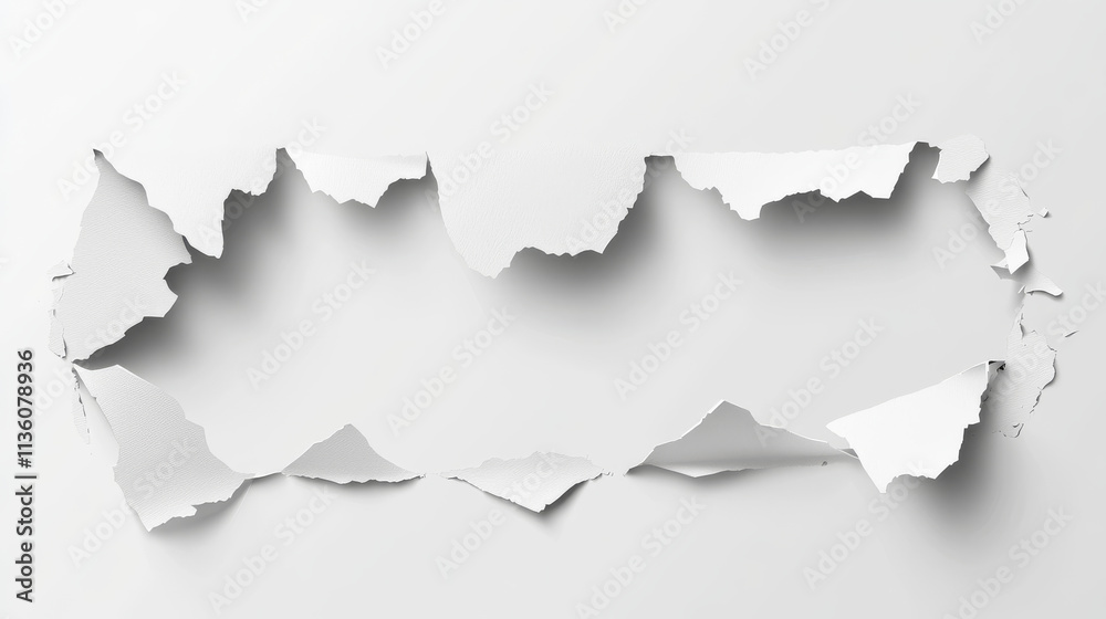 Realistic set of ripped white paper sheets png isolated on transparent background. Vector illustration of torn blank pages with uneven texture edges. Damaged letter, document mockup, newspaper cutout
