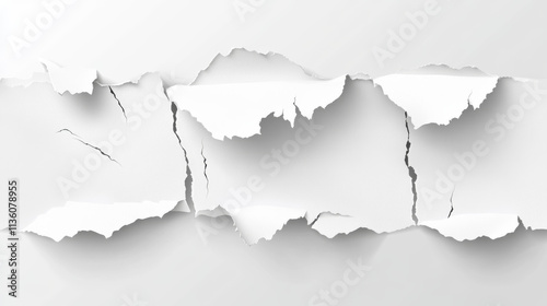 Realistic set of ripped white paper sheets png isolated on transparent background. Vector illustration of torn blank pages with uneven texture edges. Damaged letter, document mockup, newspaper cutout