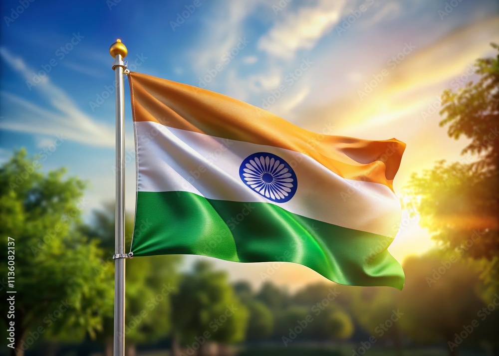 Closeup Animation of a Waving Indian Flag in Tilt-Shift Photography ...