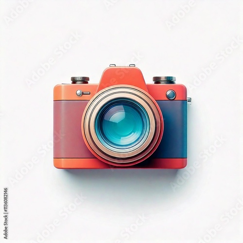 Camera icon logo with isolated white background for it and technology conceptual