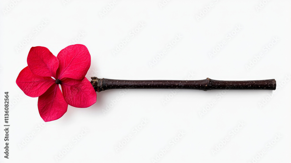 Single Red Flower on Branch: Minimalist and elegant, a single red flower blooms gracefully on a slender branch, capturing a moment of natural beauty. Single Red Flower on Branch: Minimalist and elegant, a single red flower blooms gracefully on a slender branch, capturing a moment of natural beauty.