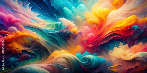 Colorful Abstract Artistic Background Featuring Fluid Shapes and Brush Strokes in Soft Pastel Tones for Creative Designs and Fashion Photography Inspiration