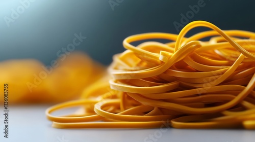 Golden Rubber Bands: A Close-Up Macro Photography photo