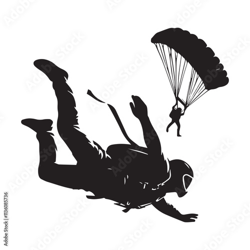 Skydiving Silhouette Vector 