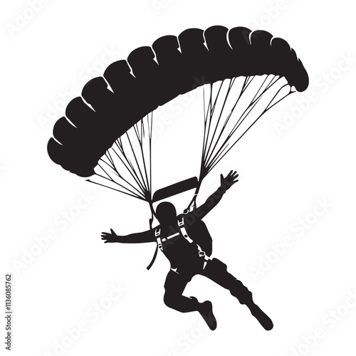 Skydiving Silhouette Vector 