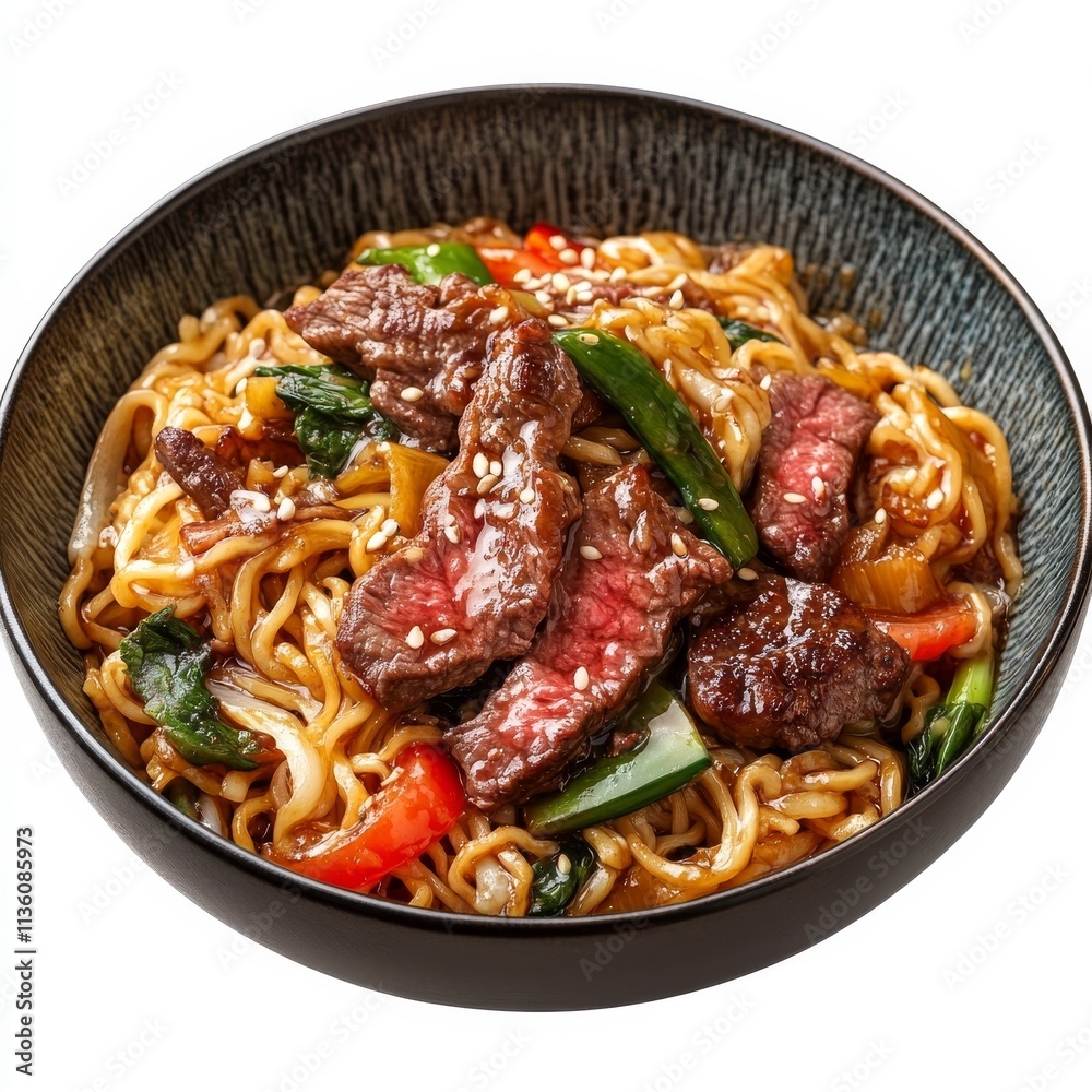 Noodles & Steak Isolated Noodles & Steak Isolated