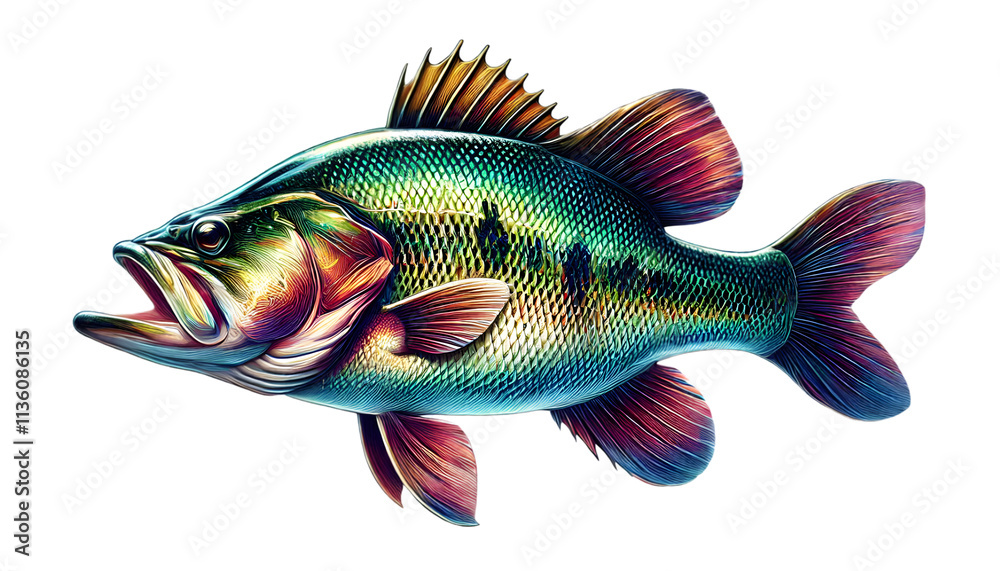 Fototapeta premium Bass Fish on white background 1