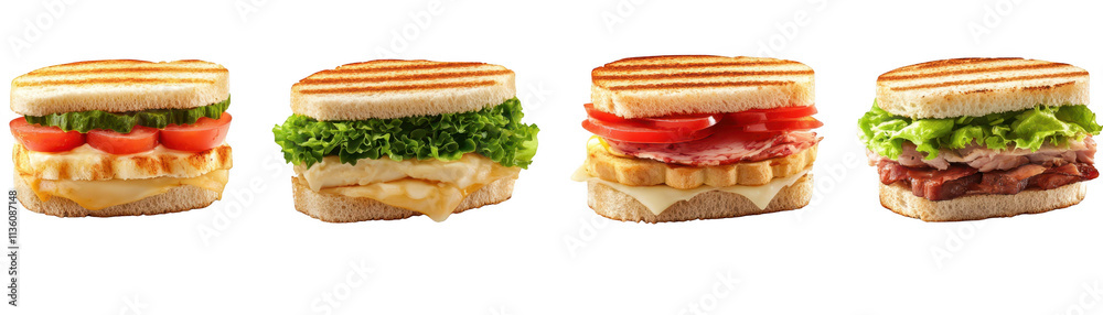 Mouthwatering display of assorted sandwiches with fresh and delicious toppings Mouthwatering display of assorted sandwiches with fresh and delicious toppings