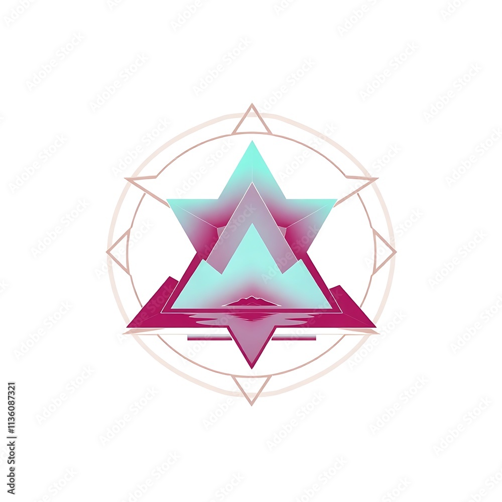 Abstract Geometric Triangle Design: A captivating abstract design featuring a vibrant triangle within a circular frame, blending pink, blue, and white hues for a modern and artistic feel. Abstract Geometric Triangle Design: A captivating abstract design featuring a vibrant triangle within a circular frame, blending pink, blue, and white hues for a modern and artistic feel.