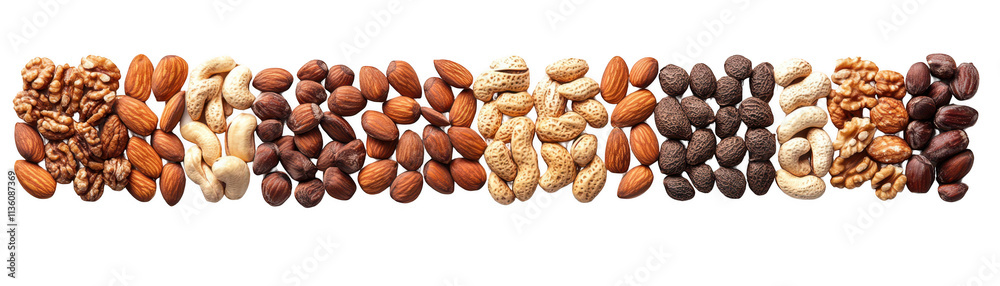 Assortment of nuts on a dark background, visual feast of textures, colors and healthy snacking options Assortment of nuts on a dark background, visual feast of textures, colors and healthy snacking options