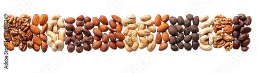 Assortment of nuts on a dark background, visual feast of textures, colors and healthy snacking options photo