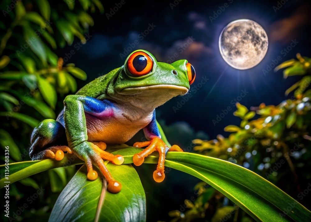 Fototapeta premium Costa Rica Rainforest Night Wildlife: Low Light Animal Photography