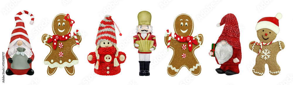 Fototapeta premium Christmas decorations isolated on white background