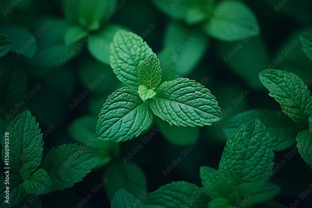 Vibrant Green Spearmint Leaves in Garden Vibrant Green Spearmint Leaves in Garden