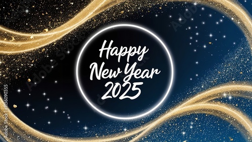 A Sign That Says Happy New Year On It Firework With Logo Happy New Year 2025. photo