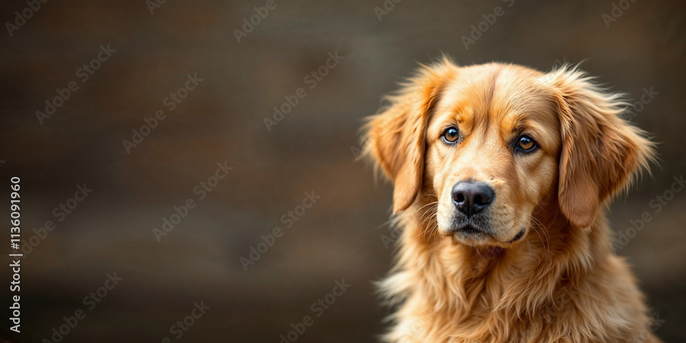 Concept photo of a cute golden retriever with space for text Concept photo of a cute golden retriever with space for text