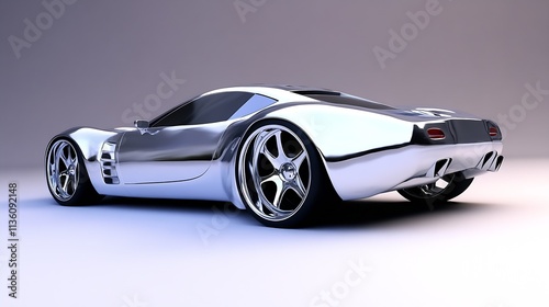 Futuristic Silver Sports Car in Studio Lighting with Sleek Design : Generative AI