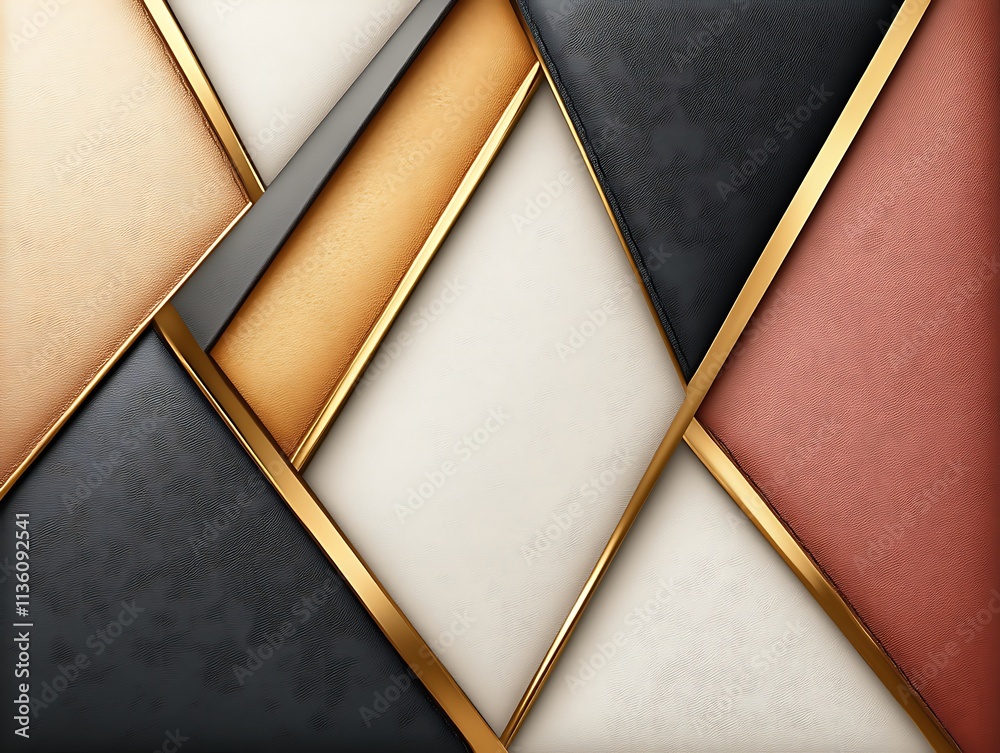 Fototapeta premium Abstract Geometric Leather Design with Gold Accents