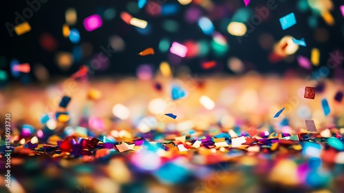 Dynamic Explosion of Colorful Confetti for Vibrant Party Atmosphere : Generative AI