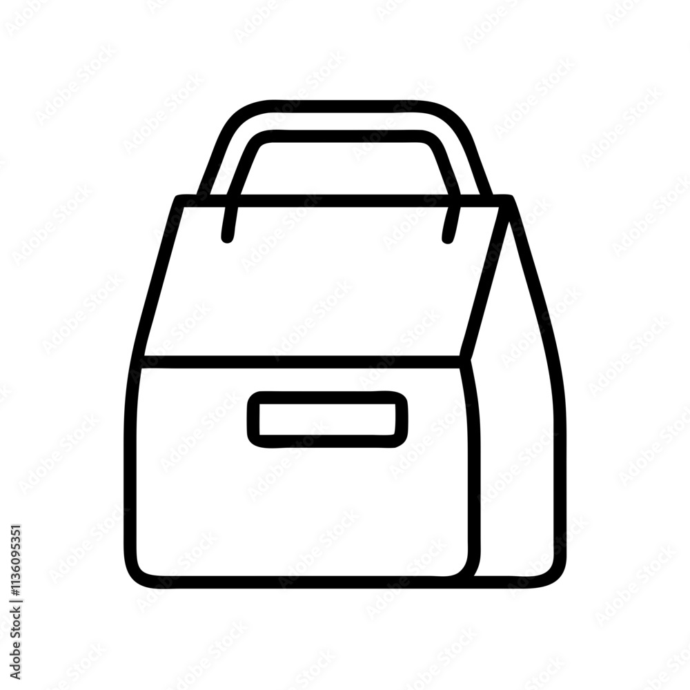 lunch bag icon, back to school line art, education icon - simple black line art icon of lunch bag, symbolizing back to school celebrations. education vector art. lunch bag icon, back to school line art, education icon - simple black line art icon of lunch bag, symbolizing back to school celebrations. education vector art.