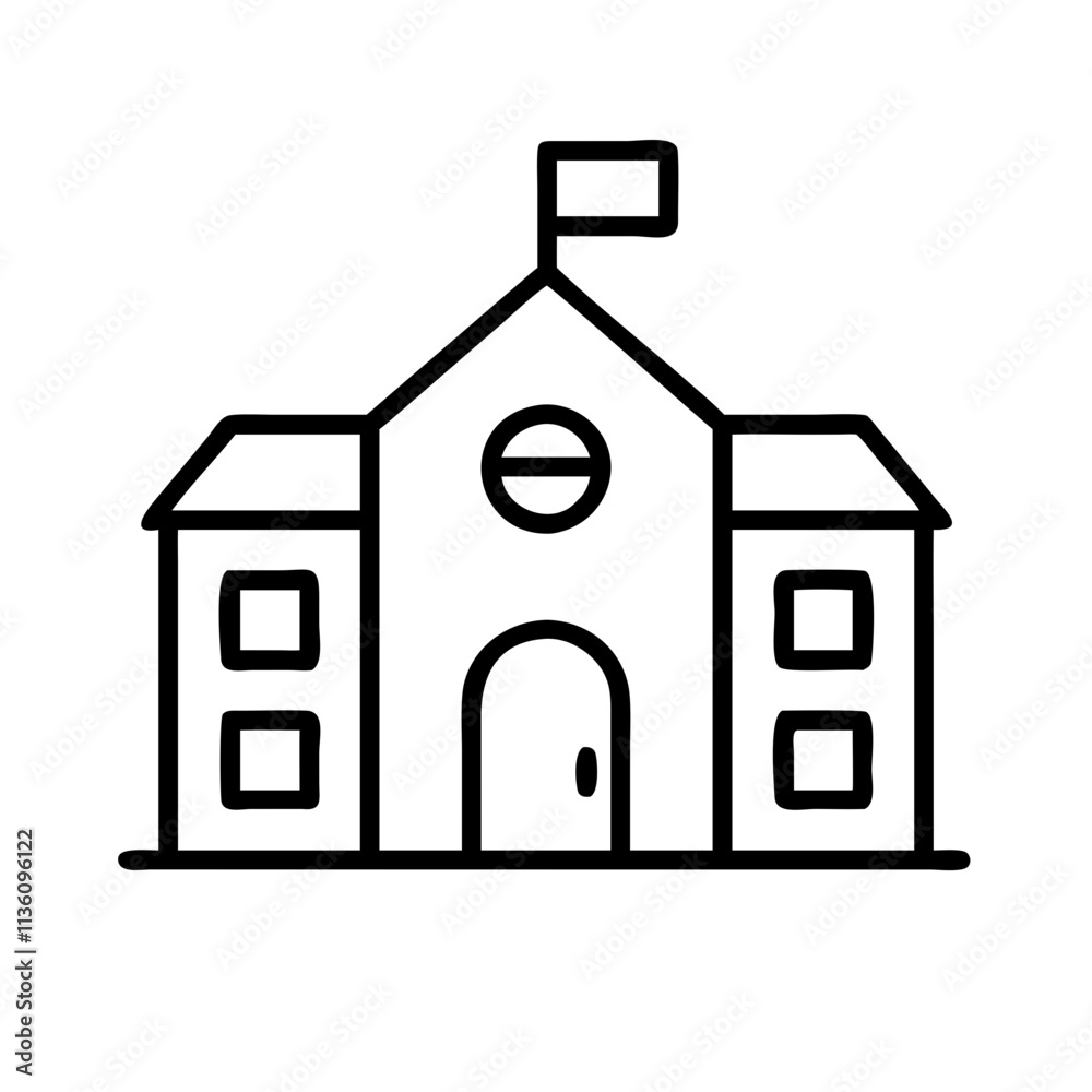 school building icon, back to school line art, education icon - simple black line art icon of school building, symbolizing back to school celebrations. education vector art. school building icon, back to school line art, education icon - simple black line art icon of school building, symbolizing back to school celebrations. education vector art.