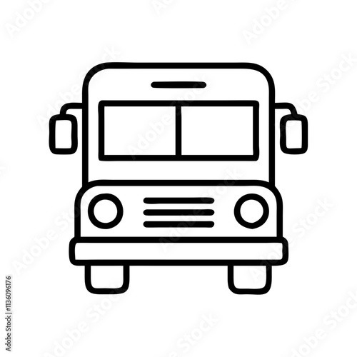 school bus icon, back to school line art, education icon - simple black line art icon of school bus, symbolizing back to school celebrations. education vector art.