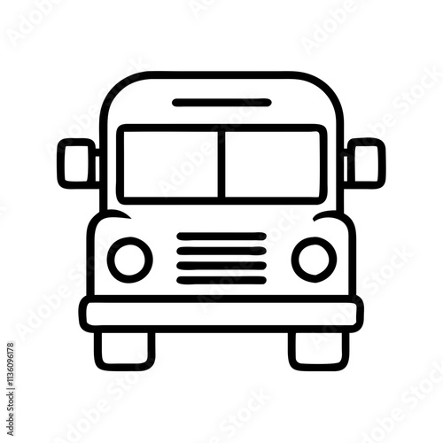 school bus icon, back to school line art, education icon - simple black line art icon of school bus, symbolizing back to school celebrations. education vector art.