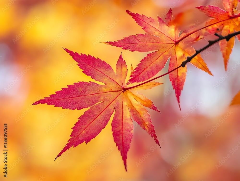 Vibrant Closeup of Red and Orange Autumn Leaves Displaying Fall Colors : Generative AI Vibrant Closeup of Red and Orange Autumn Leaves Displaying Fall Colors : Generative AI