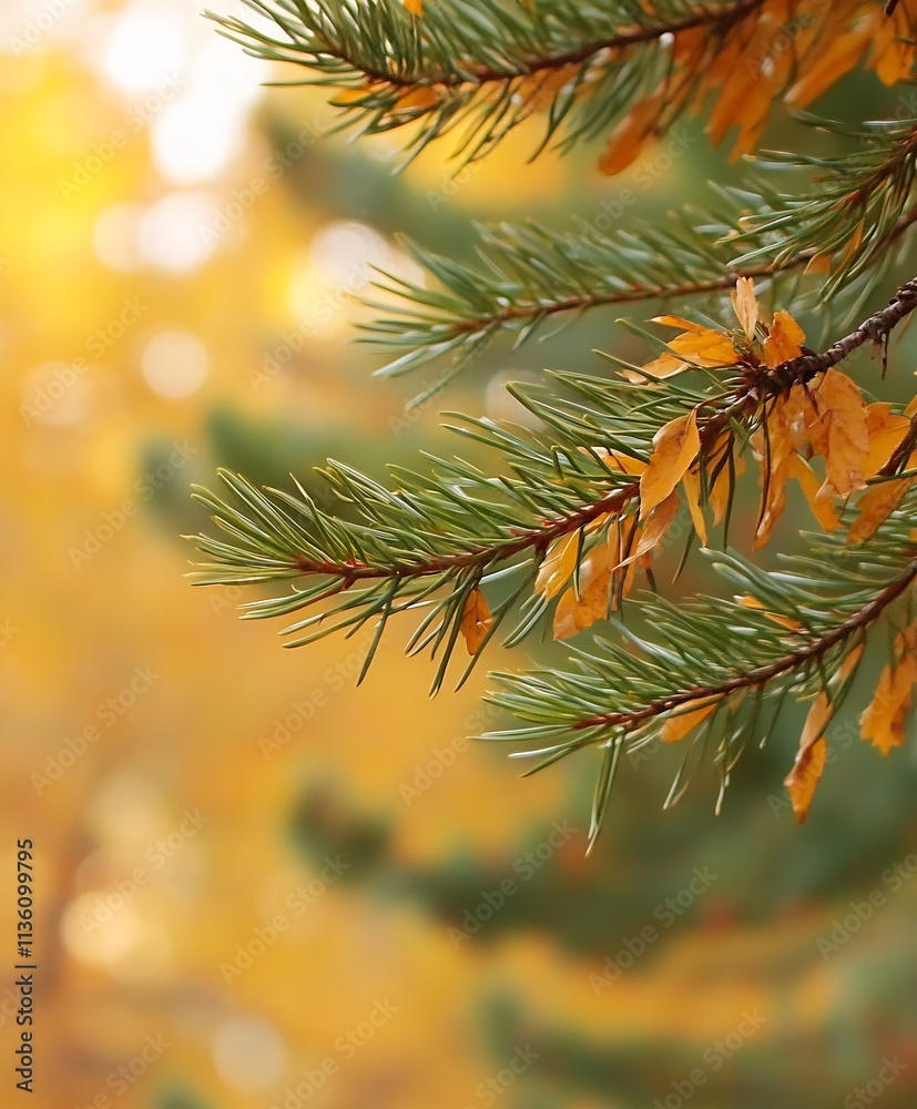 Pine needles and autumn leaves in warm sunlight evoking a sense of peacefulness in nature : Generative AI Pine needles and autumn leaves in warm sunlight evoking a sense of peacefulness in nature : Generative AI