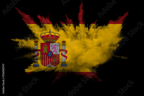 Spain flag smoke. Spain Independence Day 12th of October photo