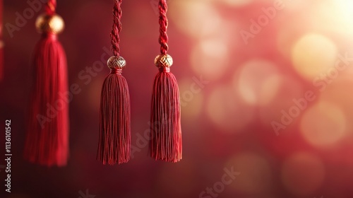 Wallpaper Mural Intricately knotted Chinese decorations in vivid red and gold, hanging gracefully, creating depth and dimension Torontodigital.ca