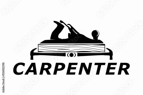 Carpenter wood worker, logo design illustration