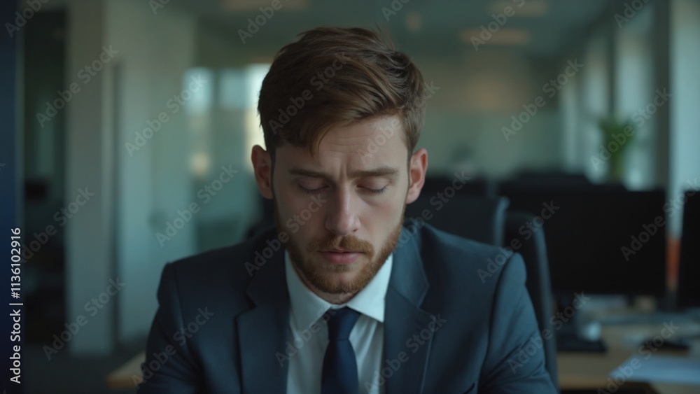 Young sad man in office, having problem Young sad man in office, having problem