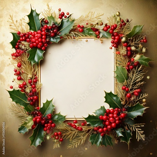 Simple Yet Elegant Christmas Card Design Featuring a Festive Wreath for Personalized Wishes