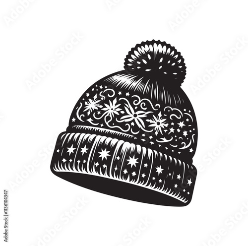 snow hat silhouette vector illustration