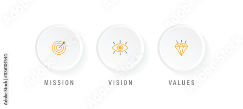 Mission,vision,values,graphic design template.eps 10 on white backgruond