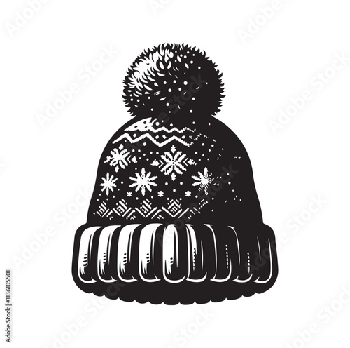 snow hat silhouette vector illustration