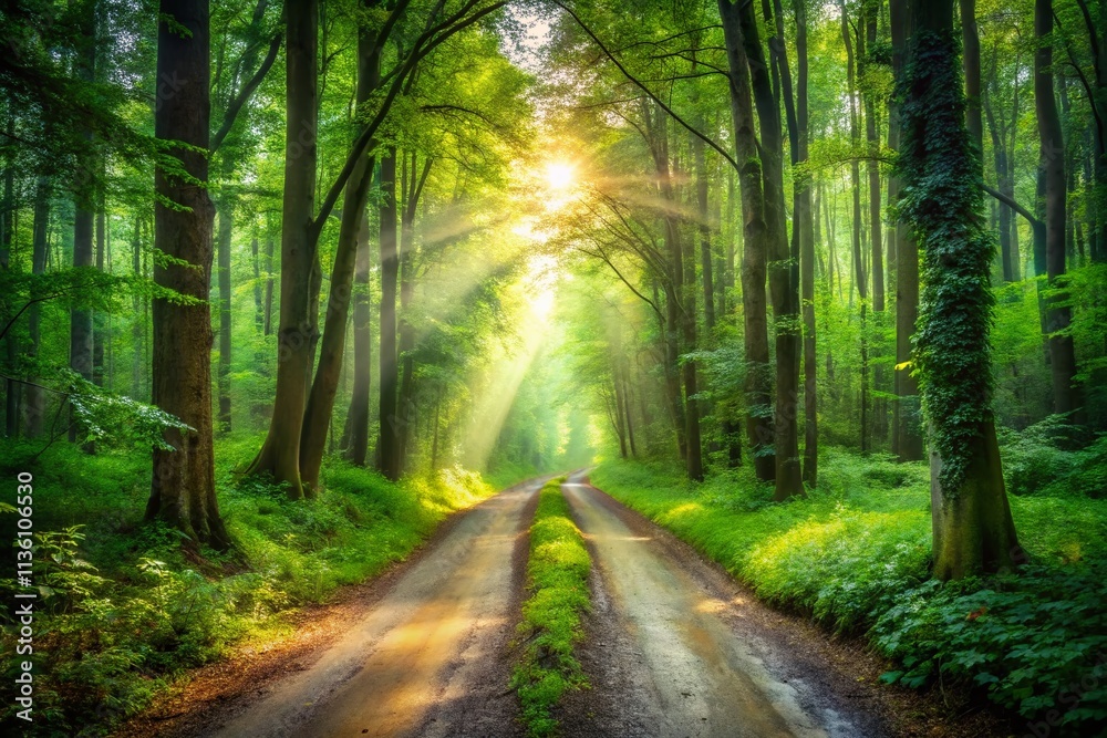 Obraz premium Double Exposure Forest Paths Choice