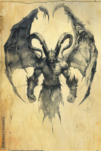 Obraz na płótnie Ancient Demon Sketch w salonie