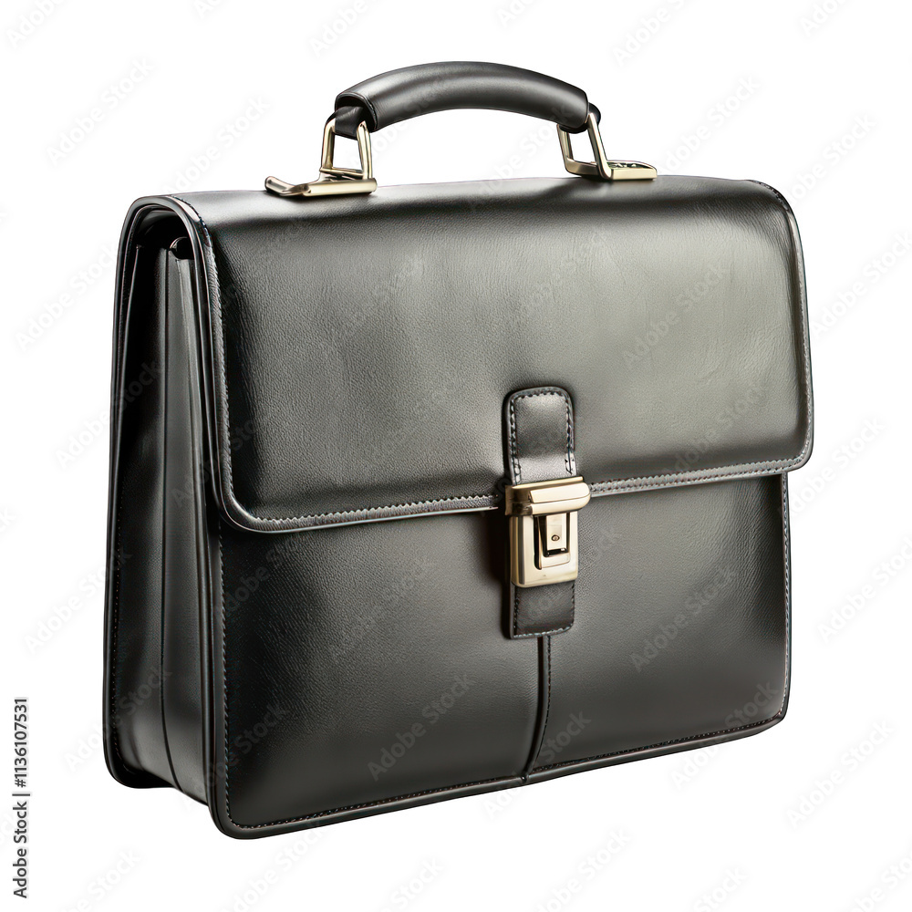 Black briefcase isolated on transparent background