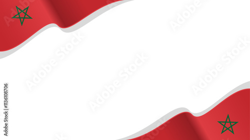 wavy Morocco flag vector background with copy space for text. Morocco national day