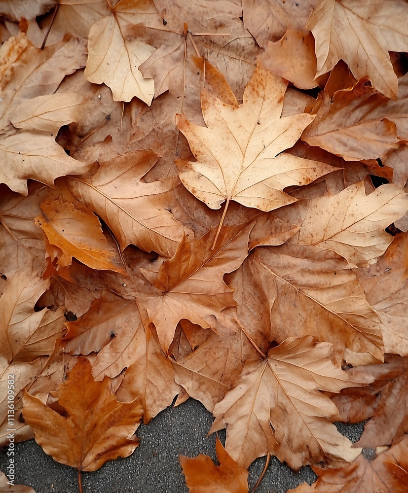 Autumn fallen maple leaves carpeting the ground in a serene natural setting : Generative AI Autumn fallen maple leaves carpeting the ground in a serene natural setting : Generative AI