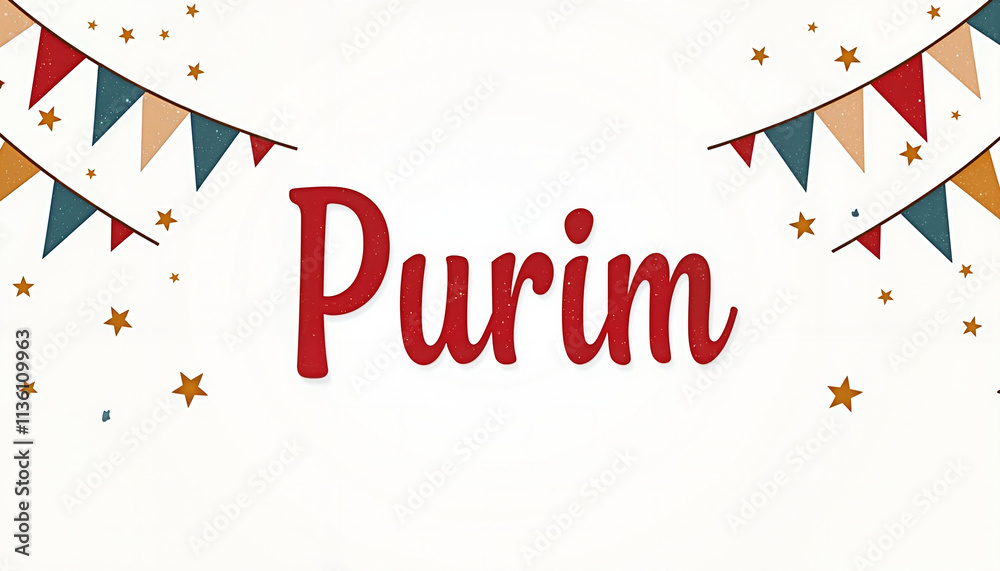 Obraz premium Colorful Purim festival banner with festive decorations and playful design