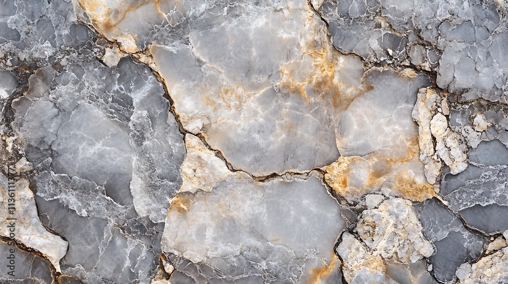 Fototapeta premium Natural Cracked Marble Stone Texture in Gray with Golden Veins for Elegant Designs : Generative AI