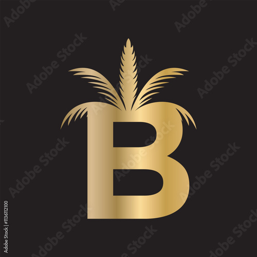 Initial palm Logo combine with letter B vector template