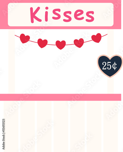 Isolated kissing booth flat vector illustration.
For celebrating Valentine's Day, wedding or birthday.
Transparent background.