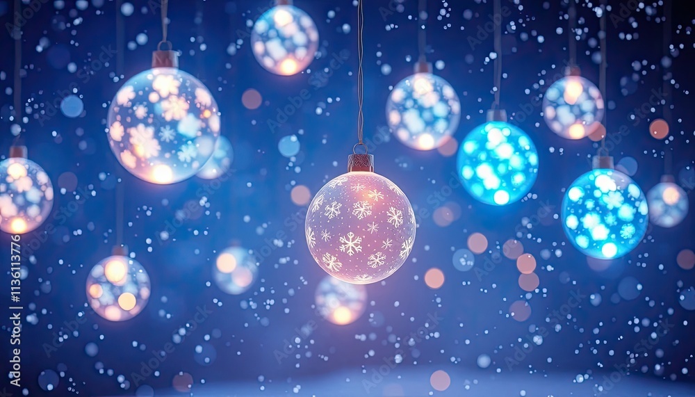 Holographic Christmas Baubles Floating in the Air. Surrounded by a Virtual Glowing Snowstorm. Free Christmas Background. Chrismas Wallpaper. Cool Wallpaper 4k Holographic Christmas Baubles Floating in the Air. Surrounded by a Virtual Glowing Snowstorm. Free Christmas Background. Chrismas Wallpaper. Cool Wallpaper 4k