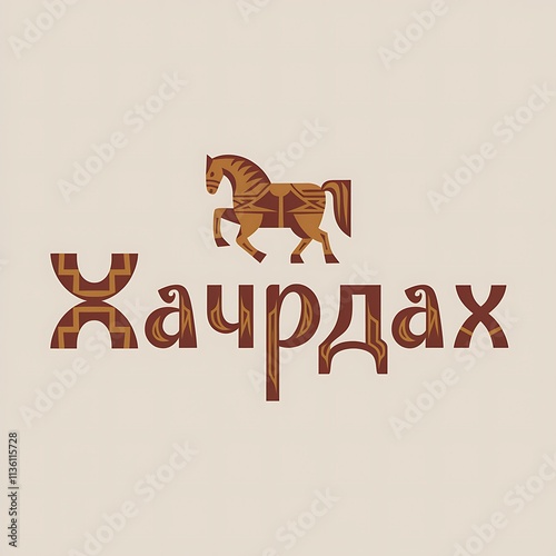 Stylized Horse Image With Khairkhan Text Overlay photo